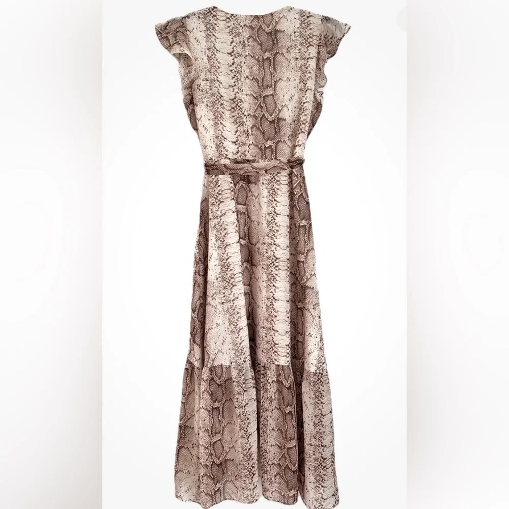 Bohemian, Bar III Snakeskin, Animal Print Wrap-Style Maxi Festival Dress, Sz M - Picture 3 of 4